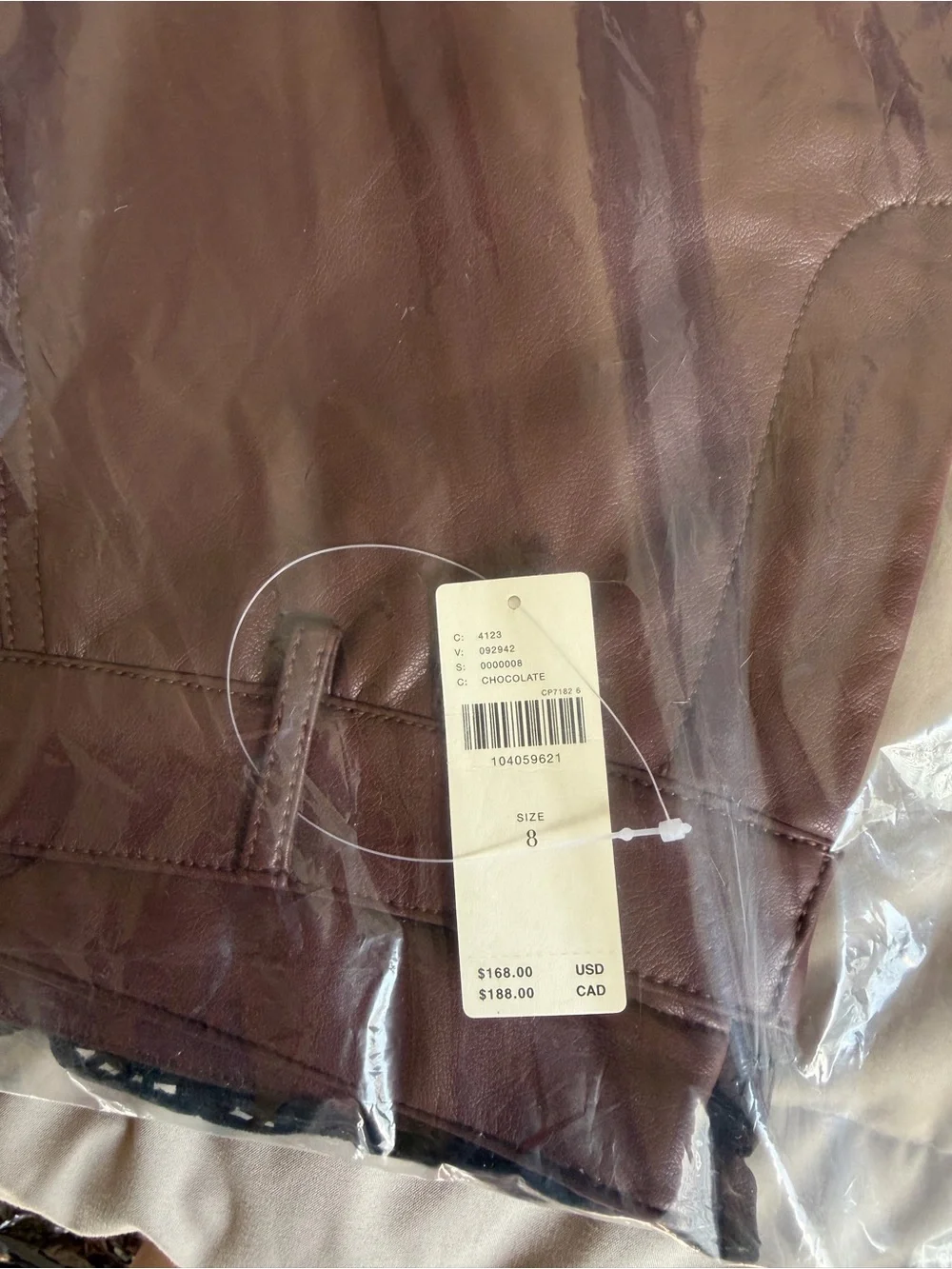 NWT By Anthropologie Faux Leather Slim Flare Pants Chocolate Size 8 - Picture 15 of 16